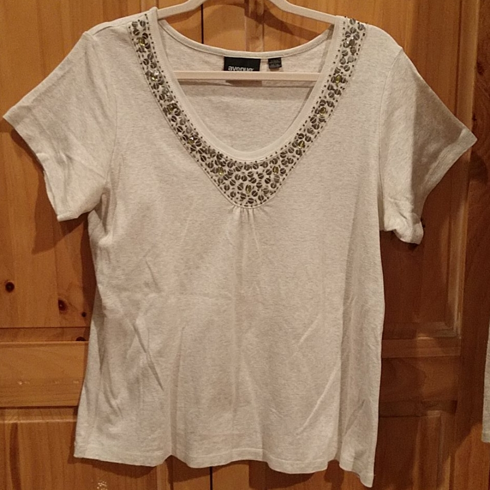 Avenue Women's Beige Sequin Tee